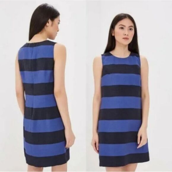 Banana republic black and blue sleeveless striped shift dress with pockets 4P - Picture 1 of 12